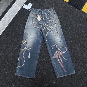 Acne Studios 3D printed crystal bow printed jeans